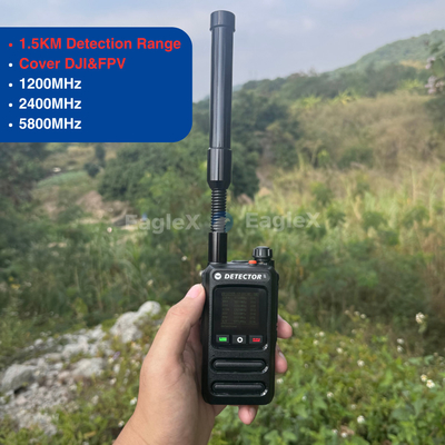 1.5-2KM Ручной детектор FPV Дрон обнаружение 8001500MHz、24002485MHz、57255850MHz